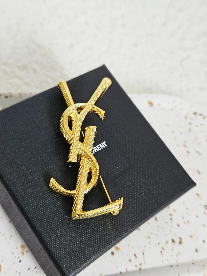 Brosche YSL Gold yves saint laurent Brosche wie neue mit Box - Bild 1 von 4