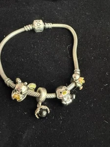 Pulsera Pandora 4 Gnoce Pingüino Abejorro Pato Dijes Chapado en Oro 18k Esterlina - Imagen 1 de 6