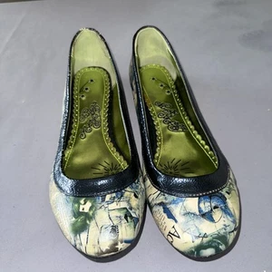 Naughty Monkey Green And Navy Flat/ Ballet Shoes Size 7.5 - Picture 1 of 6