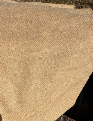 100% Sheltand Wool Tweed Fabric 58" X 4 Yards Tan Herringbone  - Image 1 of 4