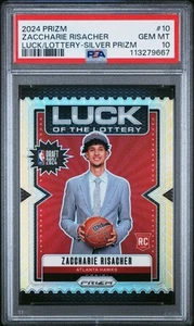2024 Panini Prizm #10 Zaccharie Risacher RC PSA 10 Luck of the Lottery Silver - Picture 1 of 2