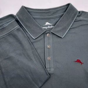 Polo Tommy Bahama Supima cotone XXL manica lunga ricamata logo marlin VERDE - Foto 1 di 7