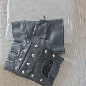 Ladies Studded Leather Fingerless Gloves Large - Picture 1 of 2