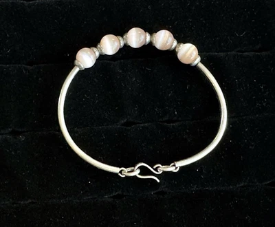 Ojo de Gato Rosa ~ Pulsera de Plata México Plata de Ley 925 - 10g Foto 1 de 4