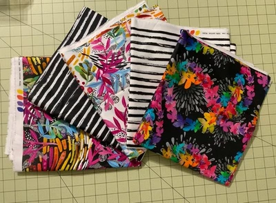 Playgrounds ,bright floral,stripes,coordinating 5 yard lot, Moda - Image 1 of 4