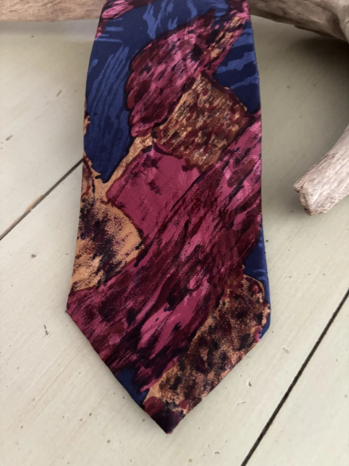 Embassy 方形男式领带抽象多 100% 真丝手工完成美国 — 第 1/4 张图片