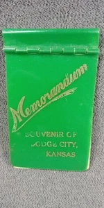 1910s Memo Pad Green Celluloid Dodge City Kansas Pocket Notepad Antique 2"x3.25" - Picture 1 of 14