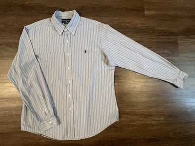 Ralph Lauren Classic Fit Striped Button-Down Shirt Blue Gray X-Large D8 - Image 1 of 4