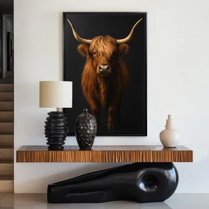 Highland Kuh Druck, Tier Bild Kunst - Acrylglas, Leinwand oder Poster, Wandbild - Bild 1 von 10