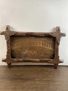 ANTIQUE BLACK FOREST ADIRONDACK Framed Sign Copper Home Sweet Home - Picture 1 of 5