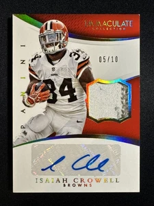 2015 Panini Immaculate Isaiah Crowell Patch Auto /10 Gold Game Used Browns - Picture 1 of 2