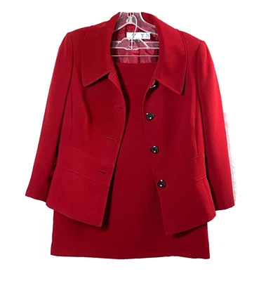 Tahari ASL юбка костюм женщин размер 8 темно-красный талии шов двойной разрез с подкладкой - Изображение 1 из 4