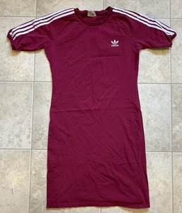 Damen Adidas Originals 3-Streifen rotes T-Shirt Kleid Größe XL Kurzarm - Bild 1 von 8