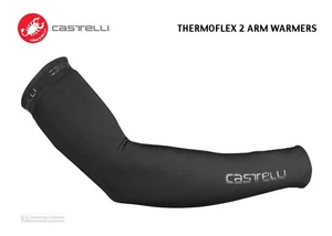 NUEVO Calentadores de brazo Castelli THERMOFLEX 2 cálidos de vellón para ciclismo M NEGRO - Imagen 1 de 7