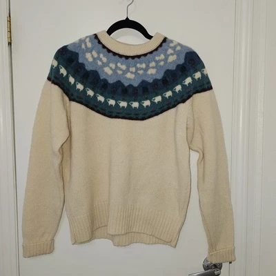 Suéter feminino vintage Woolrich Sheep XL fazenda cênica ilha justa lã cottagecore - Imagem 1 de 4