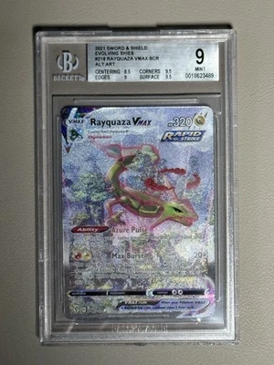Rayquaza VMAX Alternate Art Secret Holo Evolving Skies BGS 9 PSA - Image 1 of 3