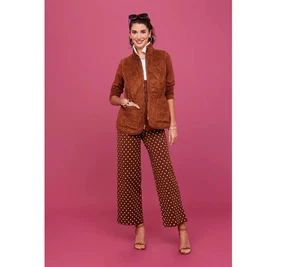 Isaac Mizrahi Live! 24/7 Stretch Printed Straight Pants. Cognac Tall 18W A656161 - Picture 1 of 7