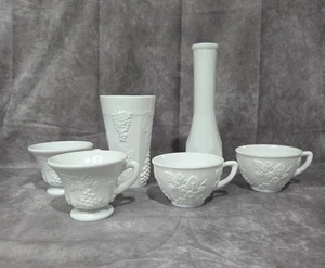 Vintage lot of 6 Indiana Milk Glass COLONY HARVEST GRAPE Various Pieces - Picture 1 of 8