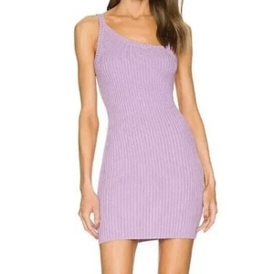 Michael Costello x Revolve Amari Ribbed Dress Light Purple Gr. L Rayon Nylon - Bild 1 von 11
