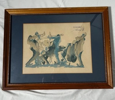 Leo Meiersdorff 1976 Original Jazz Acuarela Mate Firmada Con Marco Foto 1 de 4