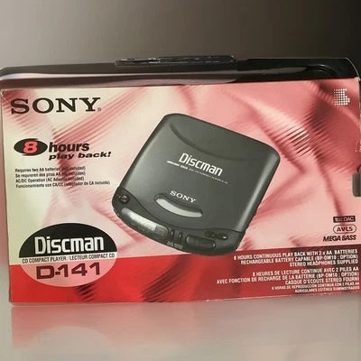 Sony Discman w/Mega Bass D-141 ,Power Adaptor,Earphones,5Music CD’s,Original Box - Image 1 of 4