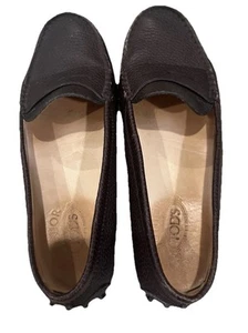 TODS JUNIOR Brown Leather Gommino Driving Shoes Loafers Size 35 - Picture 1 of 5