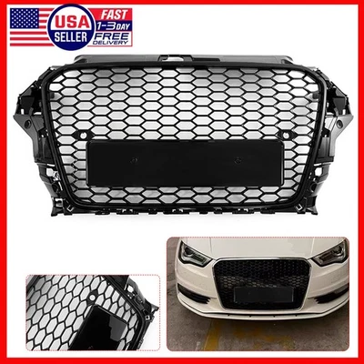 US For Audi A3 S3 8V 2013 2014 2015 2016 Front Hood Henycomb Bumper Grille Grill Foto 1 de 4