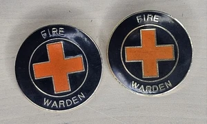 2 alte antike FEUERWEHRWÄCHTER Emaille Pins Anstecker - Bild 1 von 6