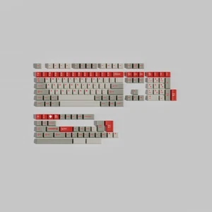 GMK Red Alert Copy Keycap Set Retro Gray Dye Subs Cherry Profile  PBT Keycaps - Picture 1 of 4
