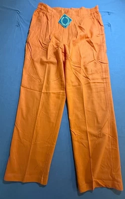 Pantalones de lino VZ para hombre 2XL naranja con cordón de lino plisado vestido para hombre 48x34. Foto 1 de 4