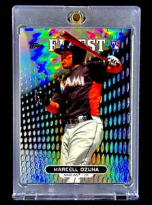 MARCELL OZUNA ROOKIE REFRACTOR Silver Holo RC Card Topps Chrome Finest - BRAVES - Picture 1 of 8