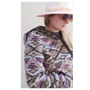 Patagonia Women's Deep Pile Aztec Retro X Fleece Cardigan Hoodie Jacket Size S - Picture 1 of 7