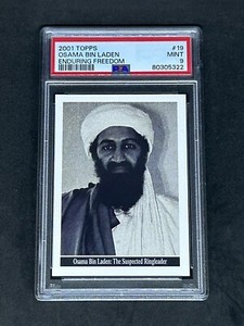 2001 Topps Enduring Freedom Osama Bin Laden Card #19 Rookie PSA 9