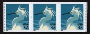 UNITED STATES, SCOTT # 3829, STRIP OF 3 COIL STAMPS PNC3 # V1111 SNOWY EGRET MNH - Picture 1 of 1