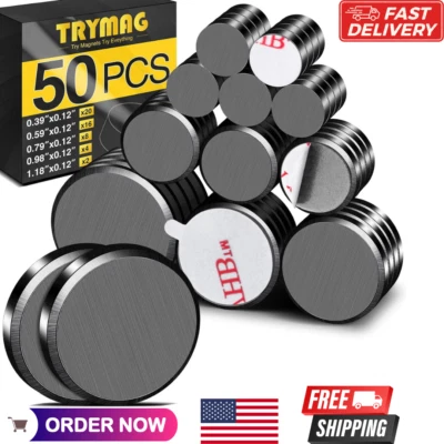 TRYMAG Small Magnets for Crafts with Adhesive Backing, 5 Different Size, 50Pcs Stron...