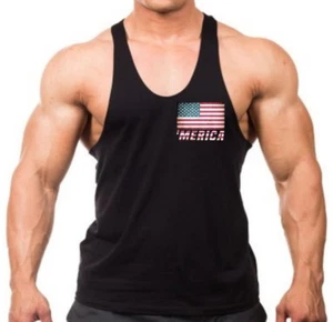 Herren 'Merica Flagge Brust Stringer Tank Top T-Shirt American USA 4. Juli Armee USA - Bild 1 von 3
