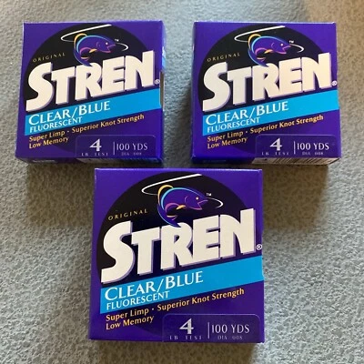 LOT Of 3 Stren Clear/Blue Fluorescent 4lb 100YDS NOS NIP - Image 1 of 4