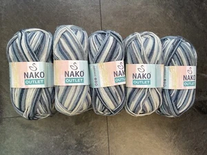 Nako knitting / crochet DK yarn with wool in Greys, Black & Cream. 5 x 100g