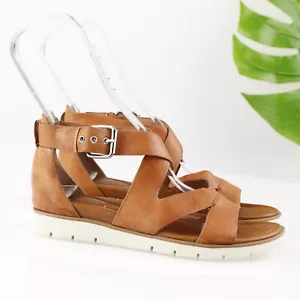 Sofft Womens Mirabelle Sandal Size 7.5 Cognac Tan Leather Strappy Gladiator Flat - Picture 1 of 14