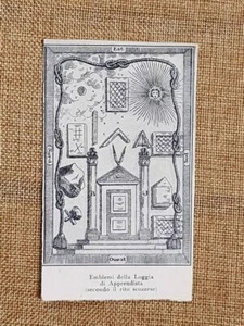 Emblemi Loggia di Apprendista Rito scozzese Massoni e massoneria Stampa del 1931 - Picture 1 of 1