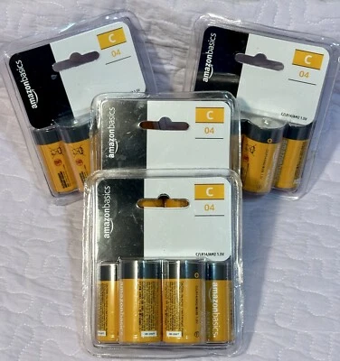 Qty: 4 Packs AmazonBasics C Cell Alkaline Batteries - 16 Total Expire 05/2027 - Image 1 of 3