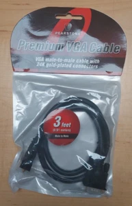 Pearstone 3' 24k Gold Plated Premium VGA Male to Male Cable 3ft - Picture 1 of 2