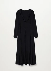 Brandneu mit Etikett Mango gerüschtes Damen-Midi-Kleid UK Größe 6 (XS) UVP £59,99 - Bild 1 von 10