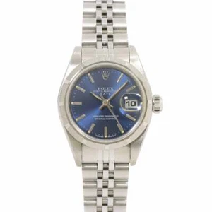 ROLEX Oyster Perpetual Date 69190 Serial T Ladies Blue Dial 90283275 - Picture 1 of 7