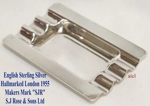 ENGLISH STERLING SILVER ASHTRAY or TRINKET DISH London 1955 by SJR S.J Rose&Sons - Picture 1 of 7
