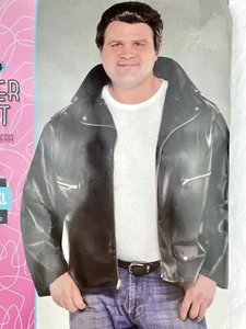 Fabulous 50’s Black Greaser Faux Leather Jacket Adult Costume Halloween XXL - Picture 1 of 5