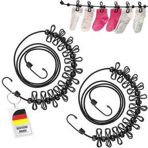 2x Correa de ropa flexible con 12 abrazaderas viaje camping balcón correa elástica - Imagen 1 de 7