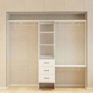 Wood Closet Organizer Kit Shelving System Standard Home Storage 96 Inch White - Picture 1 of 16