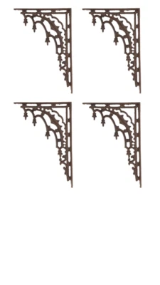SET/4 RUSTIC BROWN CAST IRON metal VINTAGE-LOOK SHELF BRACKETS CORBELS - Image 1 of 2