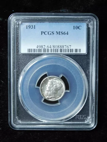 1931 10c Mercury Dime - PCGS MS64 Cover